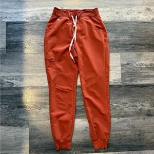 Figs Zamora High Waisted  Burnt Orange Technical Jogger Pants